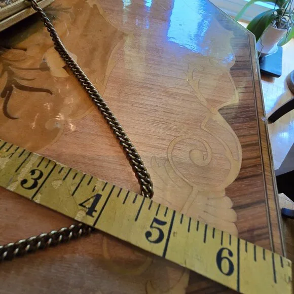 Vintage Black & Floral Needlepoint / Tapestry Bag with Gold Embossed Metal Hardw - Picture 10 of 14